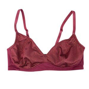 Knix Gossamer Lace Bra, Wireless, Dark Cherry, Size M+ Fits Sizes 34D,34DD,34DDD
